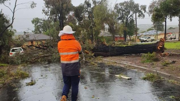 Mopping up after storm damage in the Salisbury area. Picture: SA Power Networks