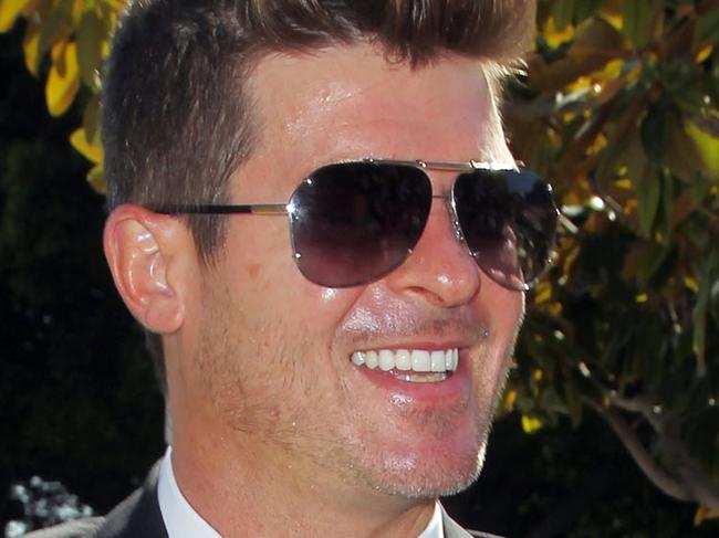 LOS ANGELES, CA - MARCH 05: Musician Robin Thicke is seen outside the Roybal Federal Building on March 5, 2015 in Los Angeles, California. Thicke and co-writers of the song 'Blurred Lines' are being sued by the children of singer Marvin Gaye for using elements of Gaye's song 'Got to Give it Up' in 'Blurred Lines.' (Photo by David Buchan/Getty Images)