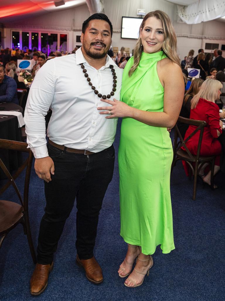 Herman and Jessica Ene Purcell at the Toowoomba Rugby League gala presentation night 2022 at Clive Berghofer Grande Atrium Clifford Park, Friday, September 9, 2022. Picture: Kevin Farmer