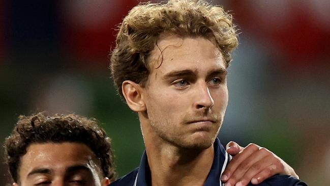 MELBOURNE, AUSTRALIA - JANUARY 04: Ryan Teague of Melbourne Victory celebrates a goal during the round 12 A-League Men match between Melbourne Victory and Western Sydney Wanderers at AAMI Park, on January 04, 2025, in Melbourne, Australia. (Photo by Jonathan DiMaggio/Getty Images)