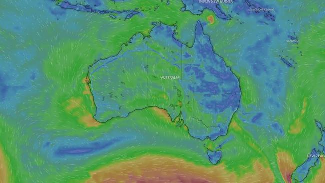 Christmas Day could be unsettled, particularly in Australia’s east. Picture: Windy.