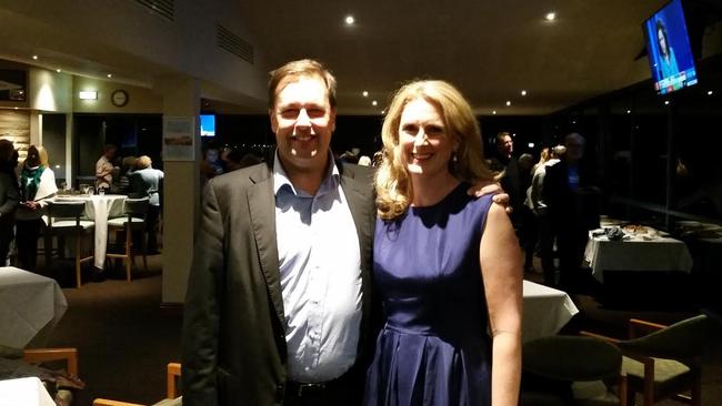 Newly elected Mackellar MP Jason Falinski with wife Nichola Constant.