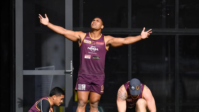 Tevita Pangai Junior at Brisbane Broncos training earlier this year. Photo: Darren England/ AAP