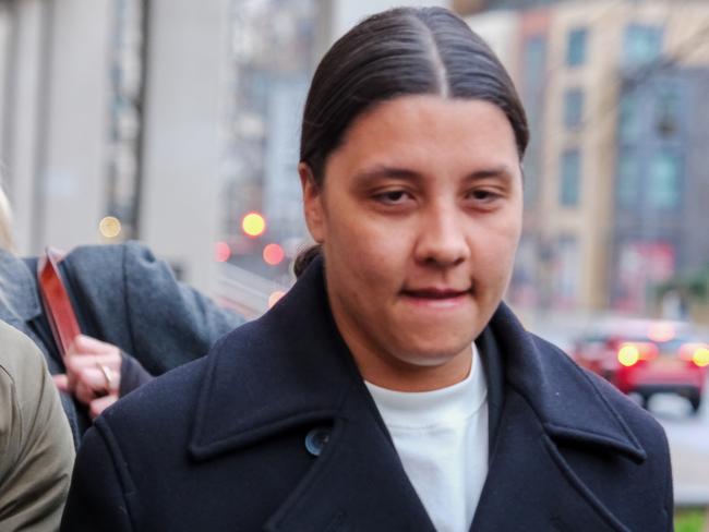 Matildas captain and Chelsea star footballer Sam Kerr is pictured outside Kingston Crown Court last month. Picture: Jacquelin Magnay