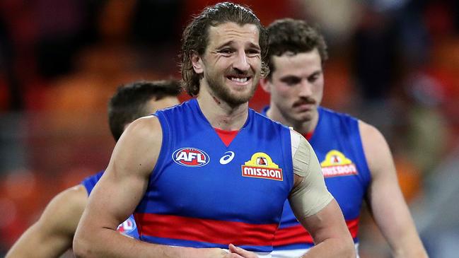 Bulldogs players leave the field after the AFL Elimination match between the GWS Giants and Western Bulldogs at Giants Stadium. Picture. Phil Hillyard