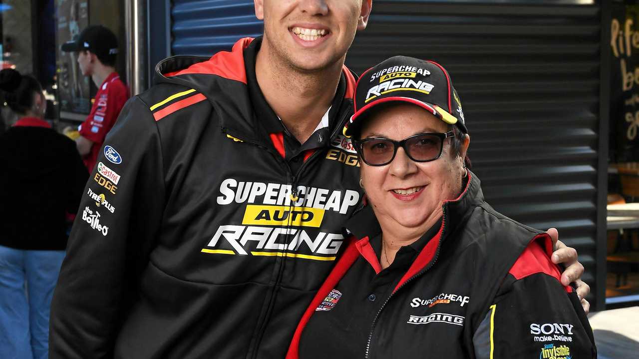 Chaz Mostert with Anna Millington at the Supercars fan day at Orion on Saturday. Picture: Rob Williams