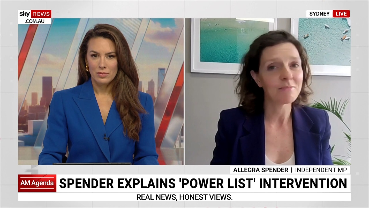 Allegra Spender discusses Simon Holmes a Court AFR Power List removal push