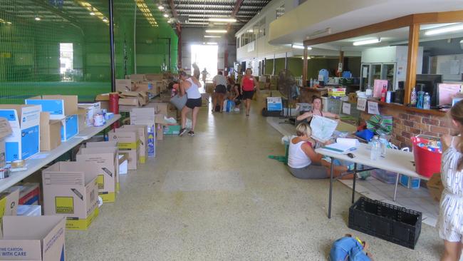 Donated items bound for NSW South Coast bushfire victims being sorted at the Chinderah Bushfire Drop Off point.