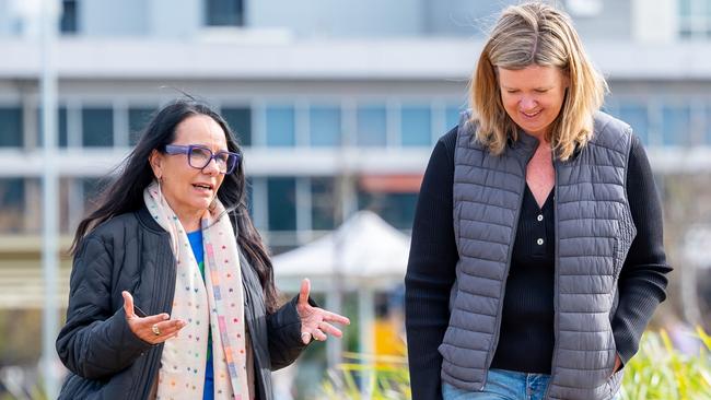 Indigenous Australians Minister Linda Burnley and Liberal member for Bass, Bridget Archer, catch up after the Yes23 Launceston campaign launch. Picture: Scott Gelston