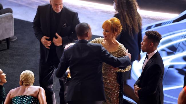 Celebrities gave Will Smith a standing ovation after his Oscars win on Monday. Picture: Neilson Barnard/Getty Images