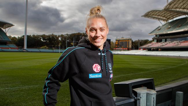 Erin Phillips press conference at Adelaide Oval. Picture Matt Turner.