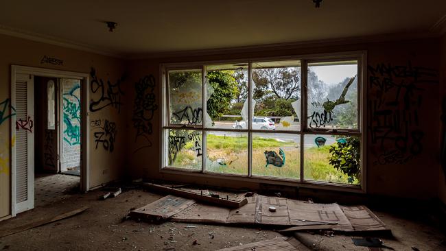 Inside the derelict house on Beach Rd, Beaumaris. Picture: Mark Dadswell