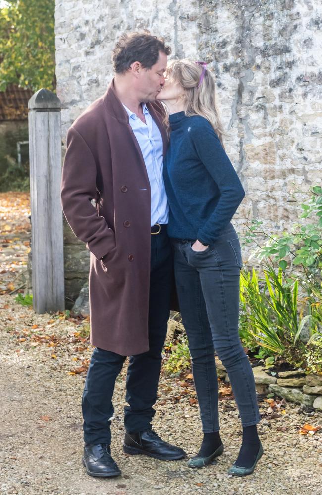 Dominic West and wife Catherine FitzGerald make a strong statement to press outside their home after Dominic was seen kissing actress Lily James whilst in Rome. Picture: GlosPics/ MEGA TheMegaAgency.com