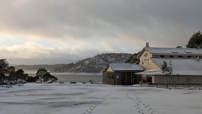 A dusting of snow at Great Lake Hotel in Tasmania's Central Highlands. Picture: Facebook