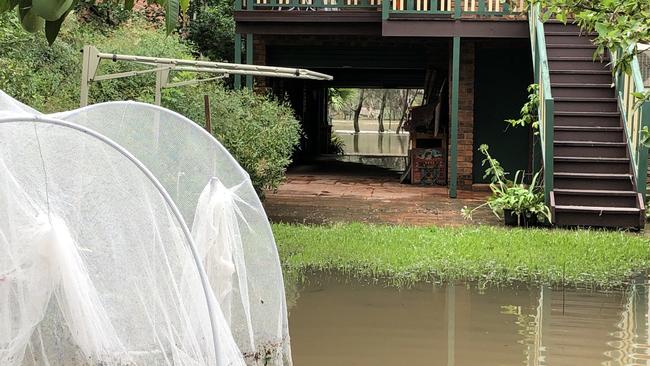 Flooding at a home on Carinya Rd, Picnic Point, on Monday Picture: Lawrence Machado