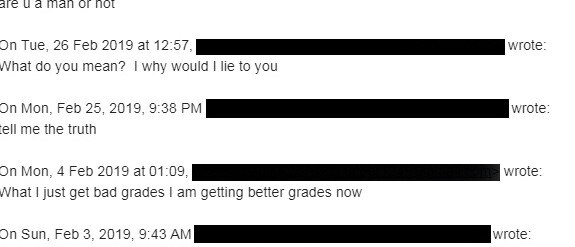 The emails reveal how the girl questioned the person, who she initially believed was a 15-year-old boy, about his age.