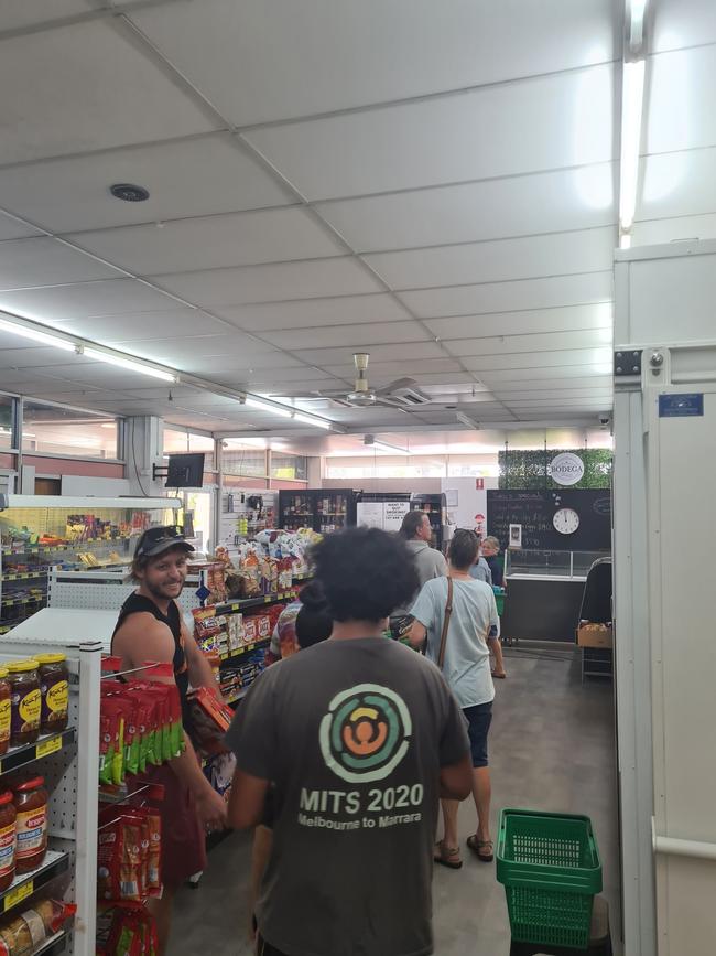 The lines at the Aralia St supermarket. Picture: NT News