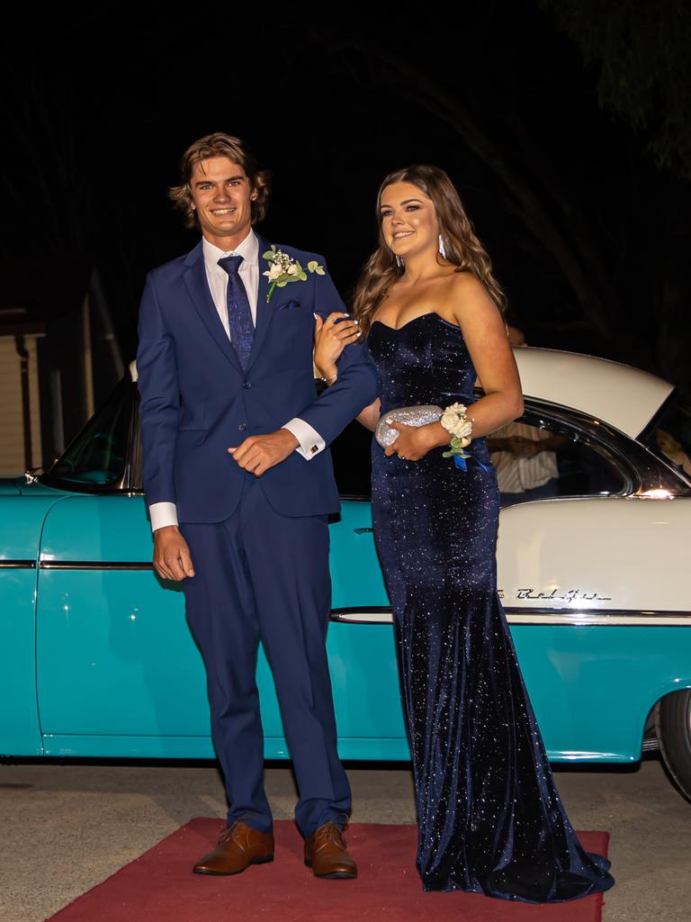 Clay Armstrong and Caitlin Fogarty arriving at the 2021 Scots PGC College Cardinal. Photo Jedd Johnstone / The J’taime