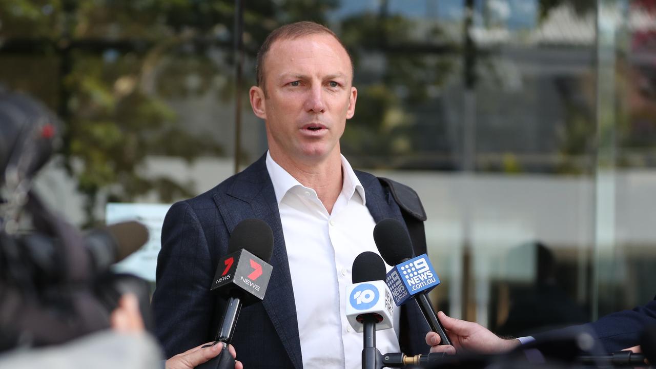 Broncos board member Darren Lockyer arrives for the club’s AGM. Pic Peter Wallis