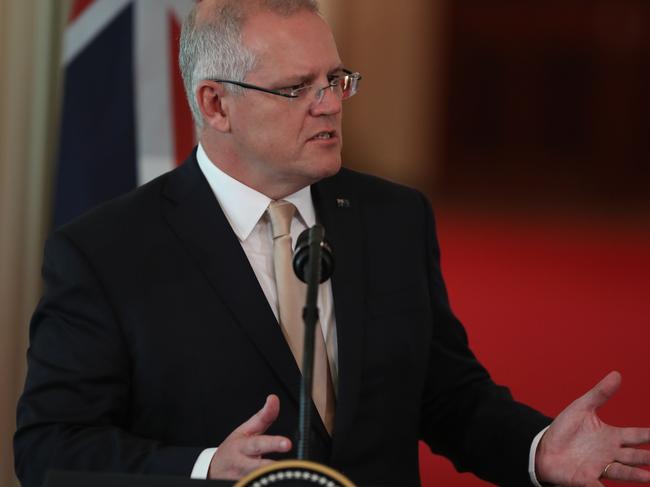 Australian Prime Minister Scott Morrison found accord with Mr Trump’s approach to trade with China. Picture: Alex Edelman/AFP