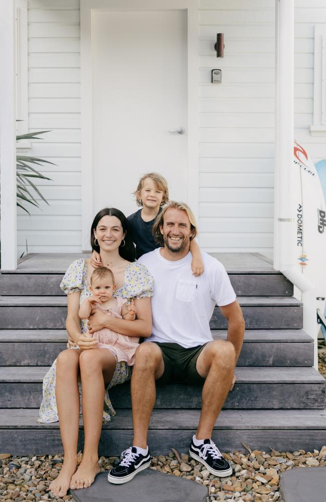 Kita Alexander and Owen Wright with son Vali and daughter Rumi. Picture: Supplied