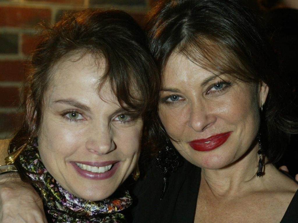 Jane Badler, right, with Sigrid Thornton. Badler said her son Harry Hains “struggled with mental illness and addiction”. Picture: Supplied