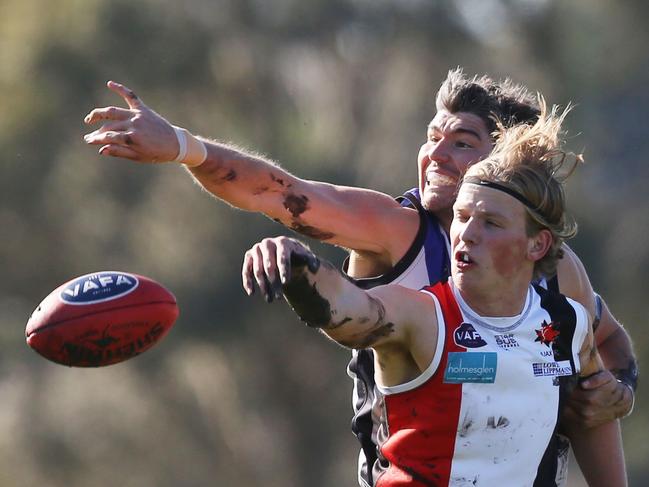 VAFA footy: Ajax v Uni Blacks played at at Gary Smorgon Oval. Jake Wrobel  for Ajax right.Picture: Stuart Milligan