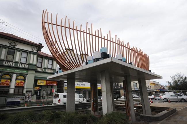 The controversial new sculpture of a boat, that cost nearly $300,000 dollars at Woodlark Street, Lismore. Picture: DOUG EATON