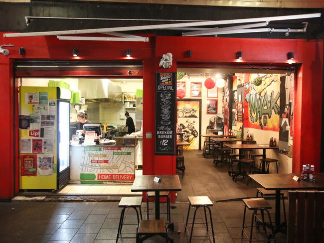 The Burger Joint in Llankelly Place was empty. Picture: Bob Barker