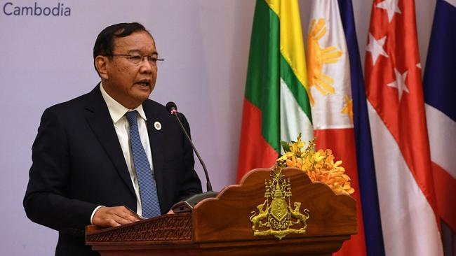 Foreign Minister Prak Sokhonn says his country’s constitution does not permit foreign military bases on Cambodian soil. Picture: AFP