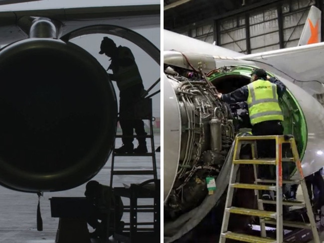 Engine change of a A320. Picture: Jetstar