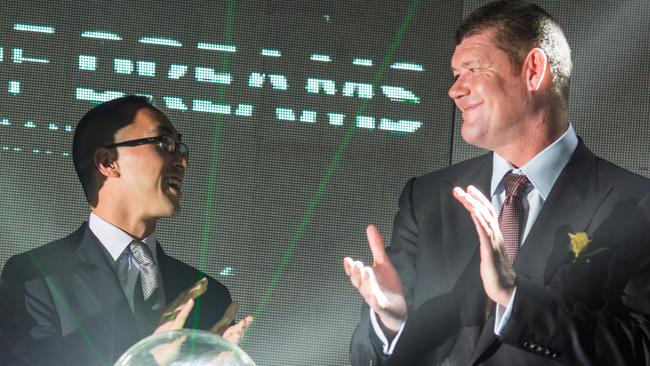 Lawrence Ho, co-chairman and chief executive officer of Melco Crown Entertainment and James Packer. Picture: Supplied.