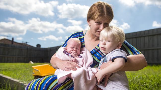 Leanne Jokic says partner Tim Pysarenko unconditionally loved his three children, of which Emma, 10 weeks, and Liam, 2, are pictured. Picture: Eugene Hyland