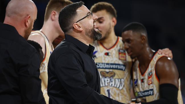 MELBOURNE, AUSTRALIA – OCTOBER 20: Taipans head coach½ Adam Forde reacts during the round four NBL match between Melbourne United and Cairns Taipans at John Cain Arena, on October 20, 2022, in Melbourne, Australia. (Photo by Daniel Pockett/Getty Images)