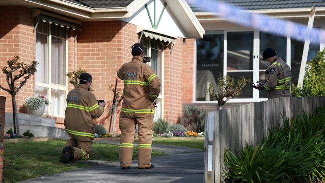 Firefighters at the scene of the fire. Picture: Sarah Matray