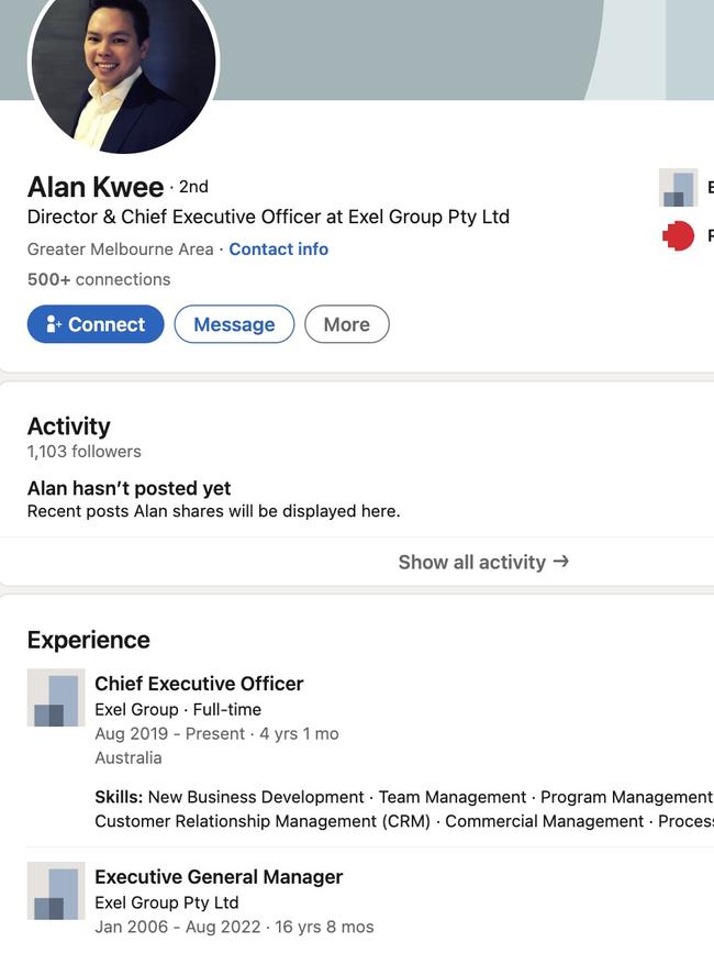 Alan Kwee said he was only a consultant for Exel Infragroup, although he is listed as a director of the overall group of companies.