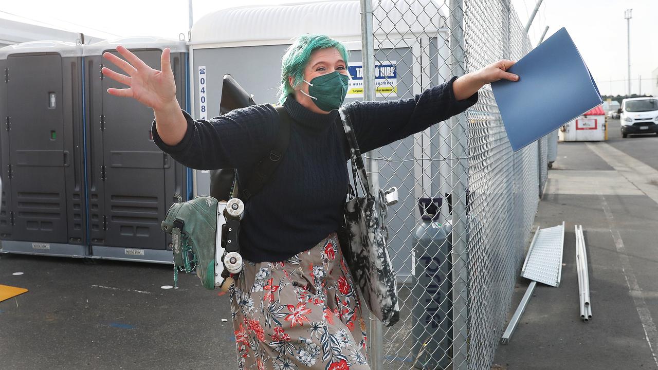 Lauren Benson arriving back from Berlin. Tasmanian borders open to high risk states once again. Picture: Nikki Davis-Jones