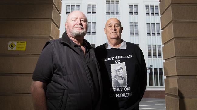 Teddy Sheean's nephews Grant Sheean and Garry Ivory are pushing for a VC to be awarded to the war hero. Picture: RICHARD JUPE