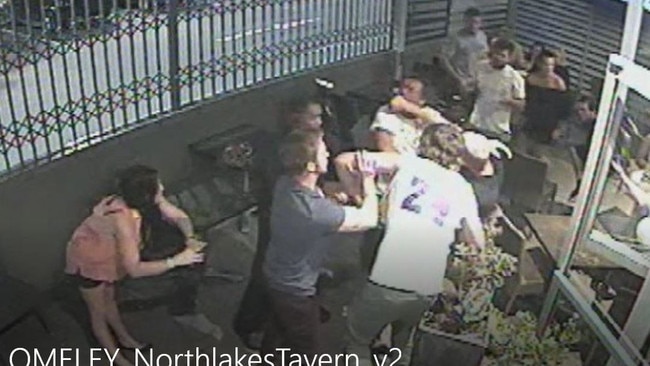 CCTV footage of the wild brawl at Northlakes Tavern on November 12, 2016.