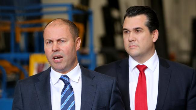 Treasurer Josh Frydenberg and Assistant Treasurer Michael Sukkar. Picture: Stuart McEvoy