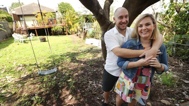 Dante Lucarto and partner Alice Walker bought their home in Brisbane’s Annerley after a two-year search. Picture: Lyndon Mechielsen