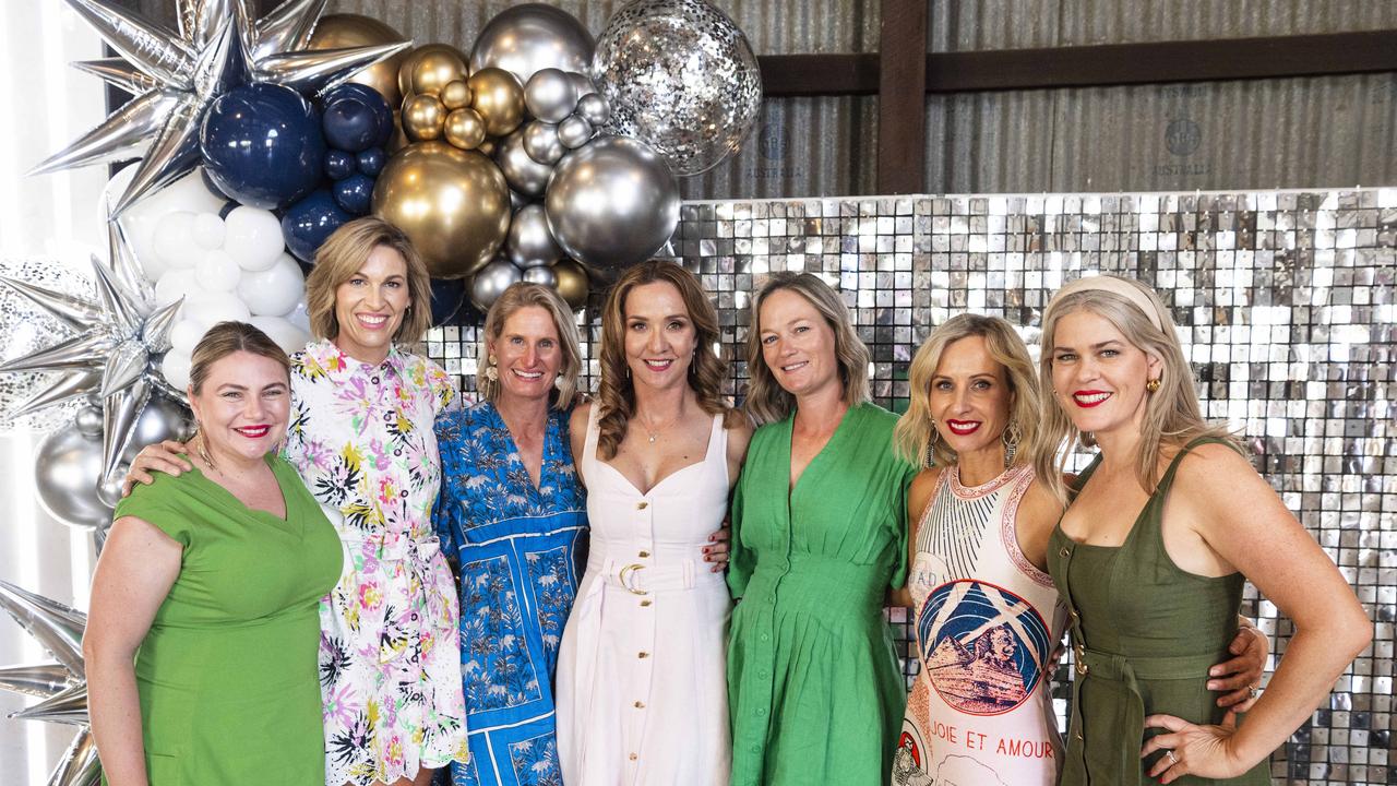 At the Ladies Diamond Luncheon hosted by Toowoomba Hospital Foundation are (from left) Claire Marriage, Hayley Wildman, Alina Butler, Emma Pattinson, Katrina Makim, Vanessa Gleeson and Rebecca Wilke at The Goods Shed, Friday, October 11, 2024. Picture: Kevin Farmer