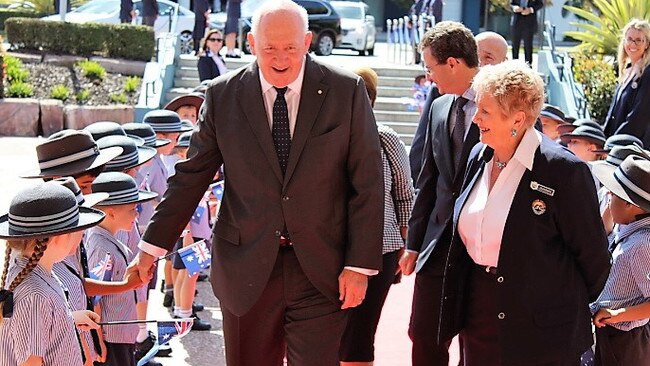 Sheldon College principal Lyn Bishop OAM welcomed Australian Governor-General Sir Peter Cosgrove earlier this year. Photo: Paula Shearer.