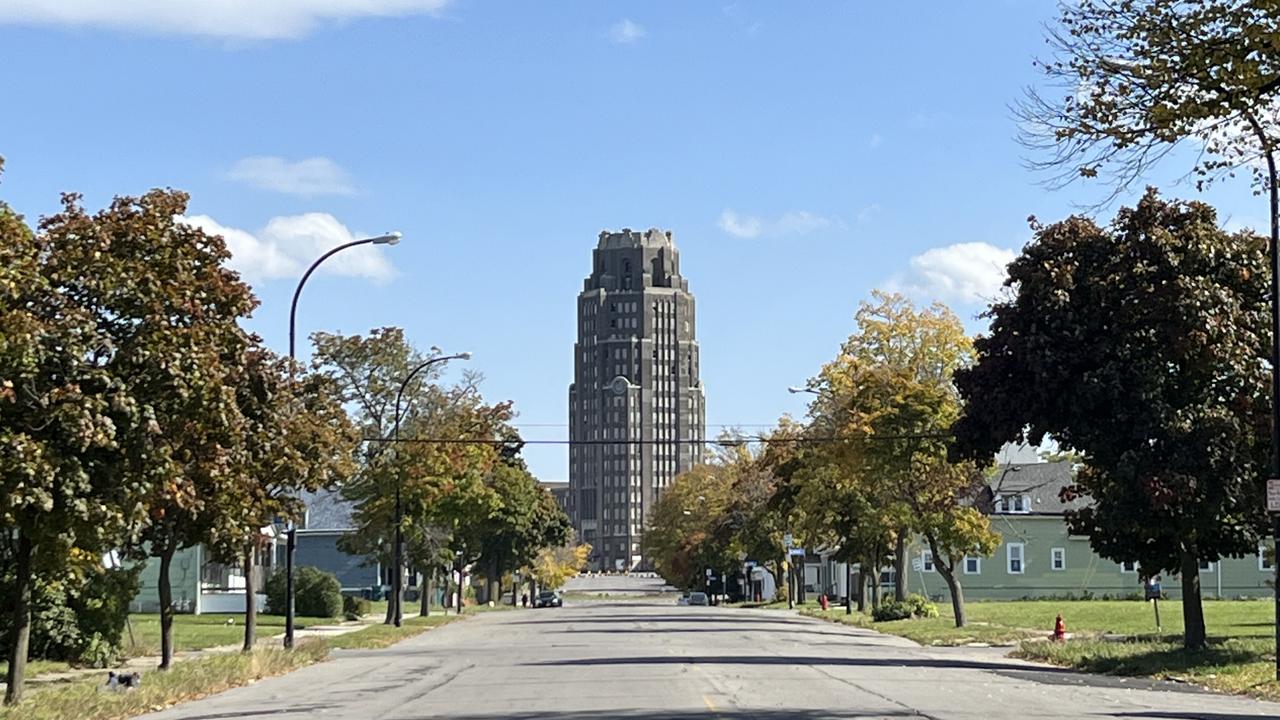 Buffalo Central Terminal, stuck in the middle of suburbia, seems utterly out of context. Picture: Benedict Brook/news.com.au