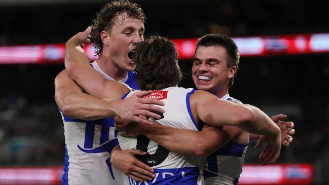 North Melbourne is set to face Essendon without prime mover George Wardlaw on Thursday night. Picture: James Elsby/AFL Photos via Getty Images