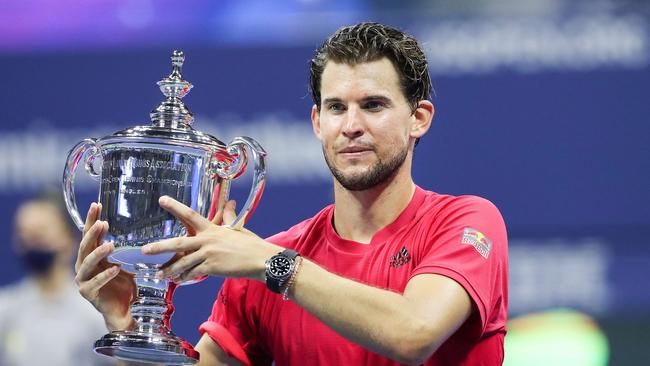 Austria’s Dominic Thiem with the US Open trophy at the USTA Billie Jean King National Tennis Centre