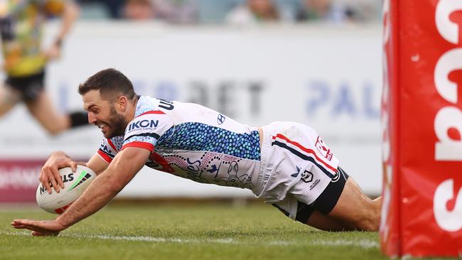 James Tedesco of the Roosters scores a try. (Photo by Mark Nolan/Getty Images)