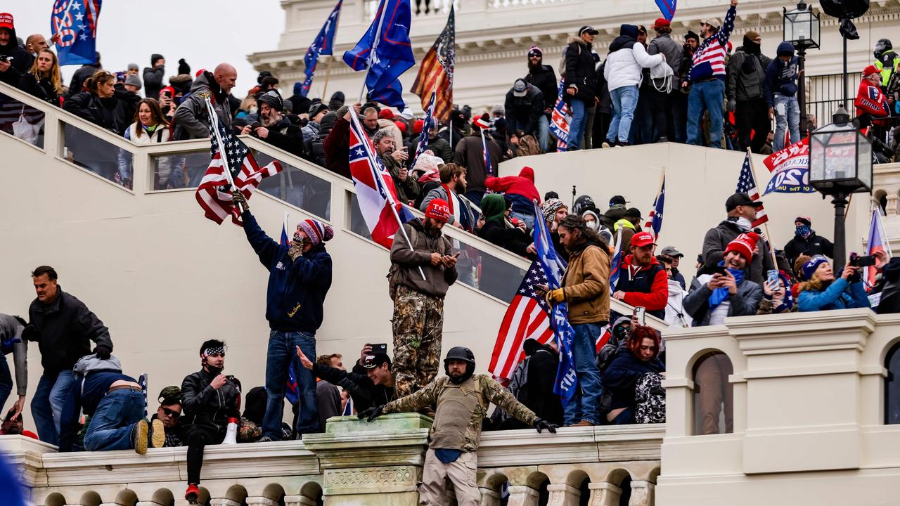 A mob of Mr Trump’s supporters swamped the Capitol and occupied it for hours before law enforcement drove them out. Picture: Samuel Corum/Getty Images/AFP