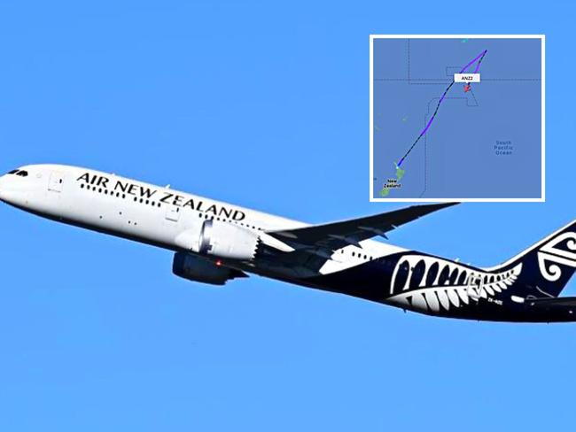 An Air New Zealand flight diverted after eight hours back to Auckland. Picture: FlightRadar24