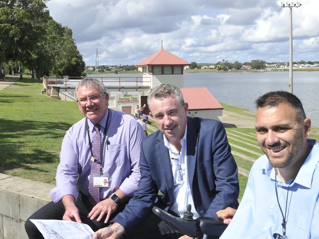DREAM BIG: Ashley Lindsey, Kevin Hogan and Jason Kingsley at the Mr Hogan's announcement to fund revitalisation of Grafton river-front